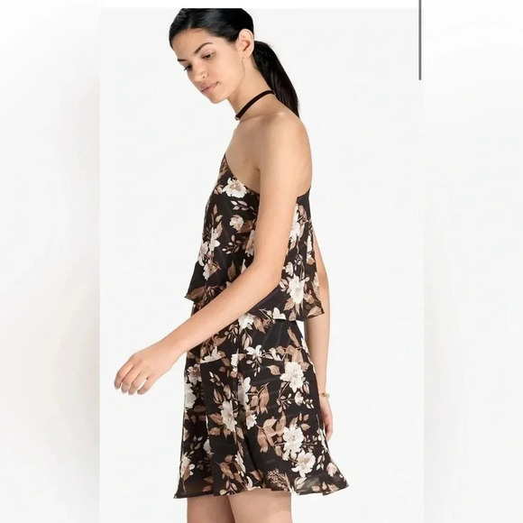 LUCKY BRAND ONE SHOULDER FLORAL MINI DRESS SIZE M BLACK/MULTI - Picture 2 of 15